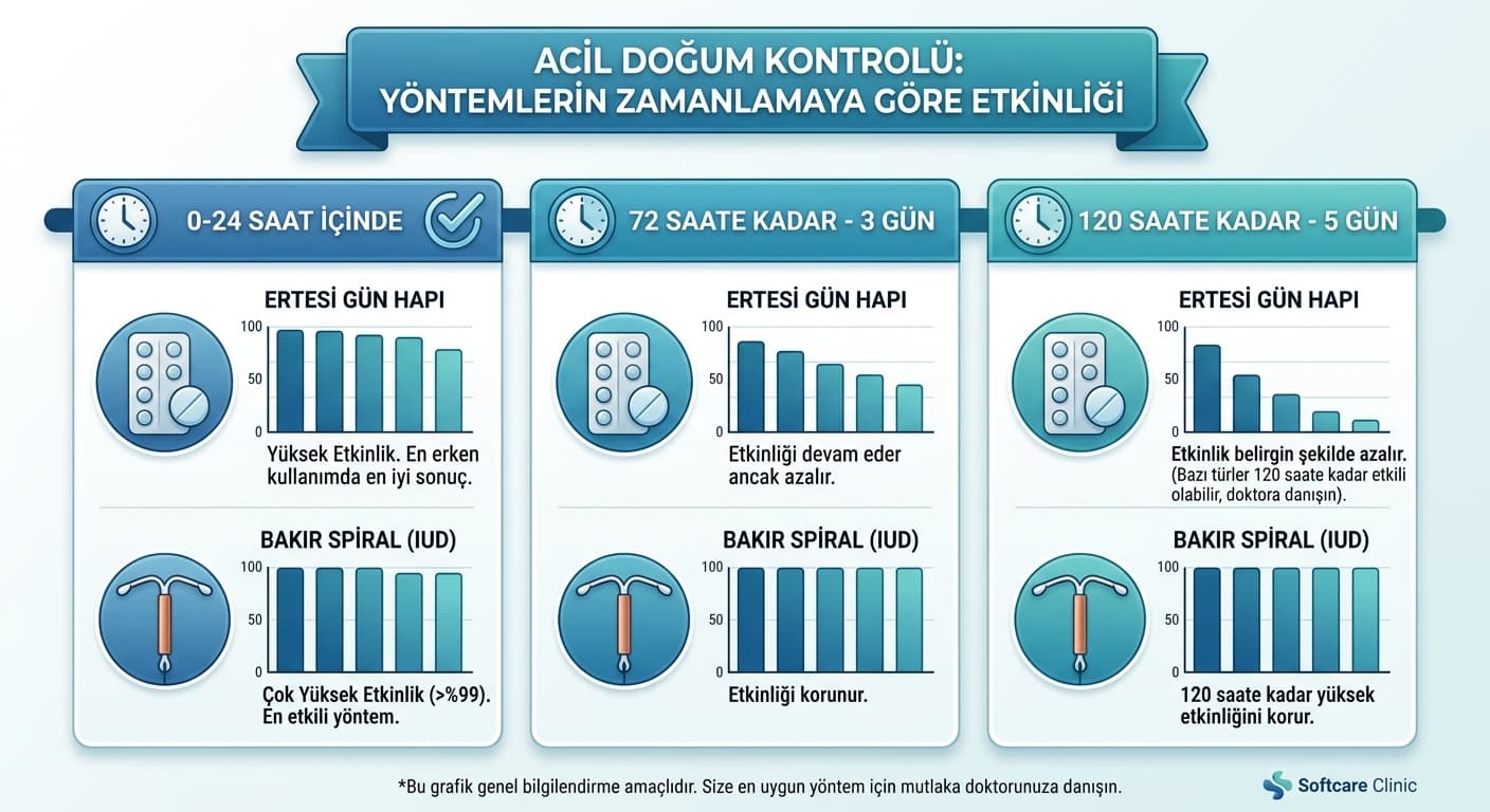 Korunmasız cinsel ilişki sonrası 0-24 / 24-72 / 72-120 saat zaman çizelgesi