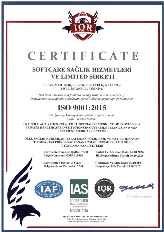 SoftCare Clinic ISO 9001:2015 belgesi