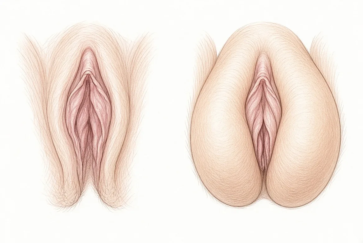 Labios mayores gruesos (labia majora) Labios mayores gruesos (labia majora)